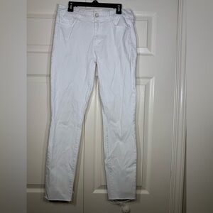 Mother 1431-308 The Looker Ankle Fray Glass Slipper White Jeans